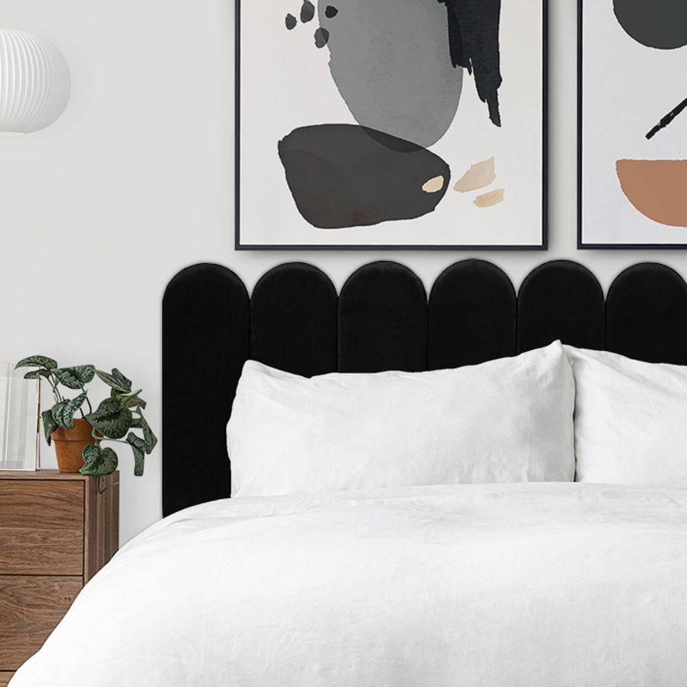 Cabeceira Nuvem Estofada Suede Para Cama Box Preta - Módulo 20x60