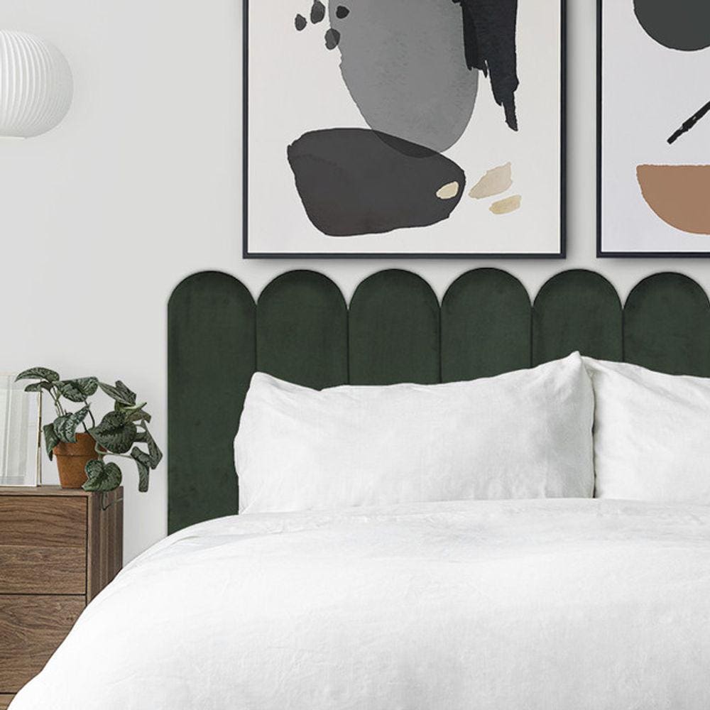 Cabeceira Nuvem Estofada Suede Para Cama Box Verde - Módulo 20x60
