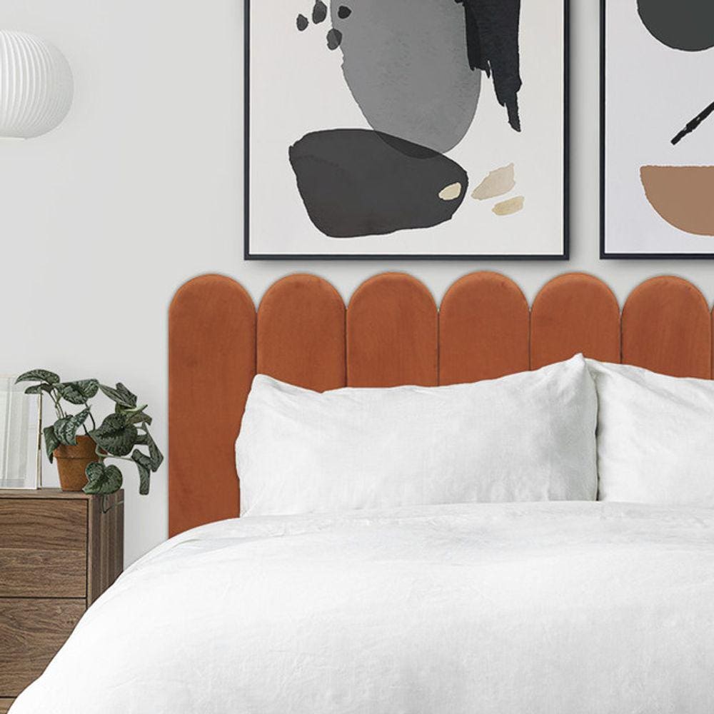 Cabeceira Nuvem Estofada Suede Para Cama Box Terracota - Módulo 20x60