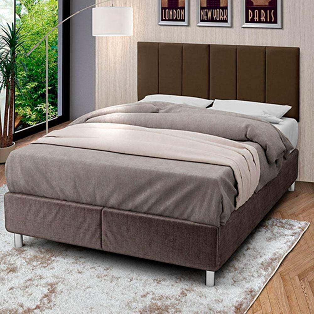 Cabeceira 1,40m Cama Casal Estofada Quarto Marrom Decoração