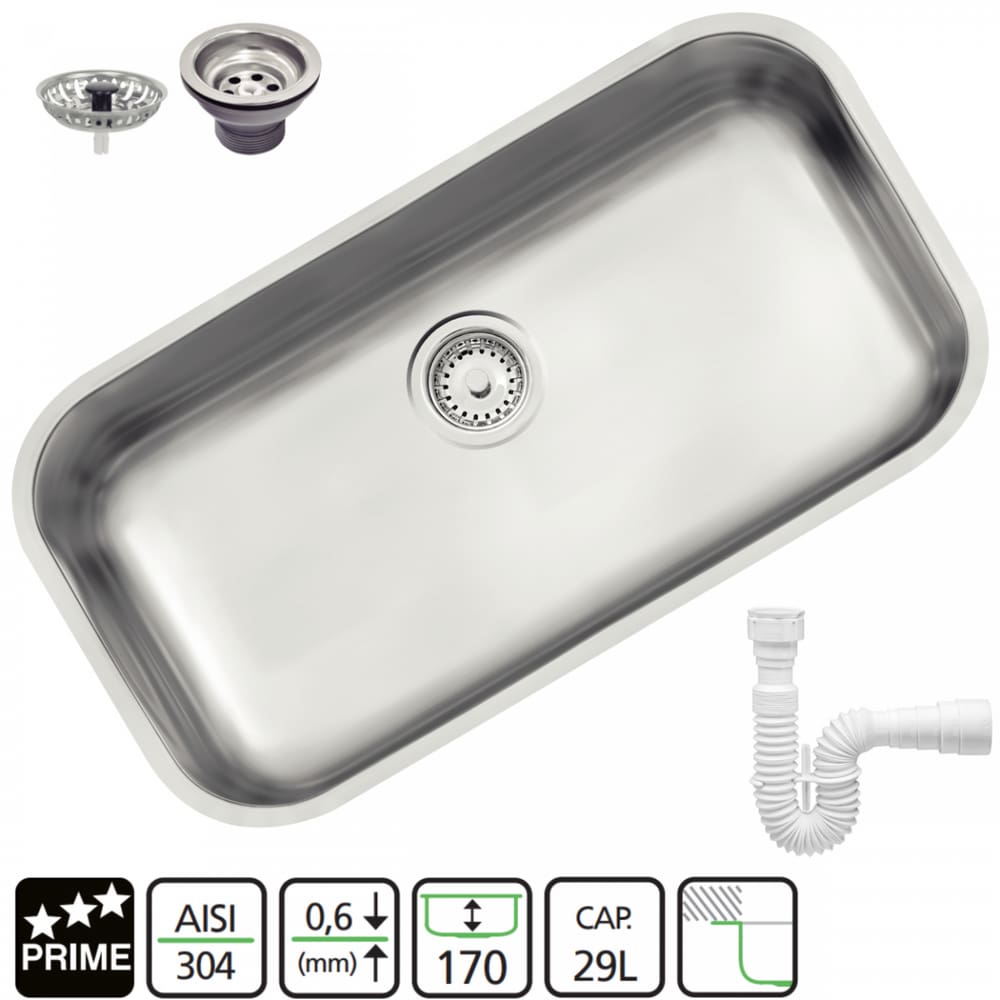 Cuba Inox Lavínia 56Bl Tramontina Numero 2 Com Valvula 3.1/2 Acetinada 56X34x17