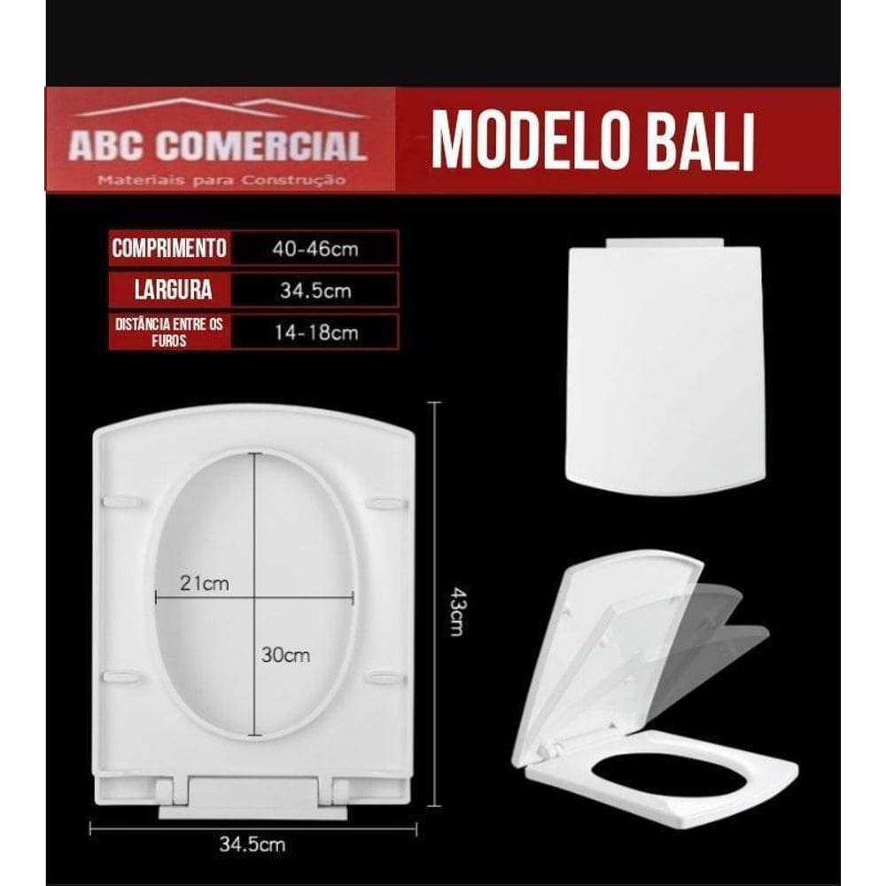 Assento Pp Bali Soft Close Para Louça Incepa