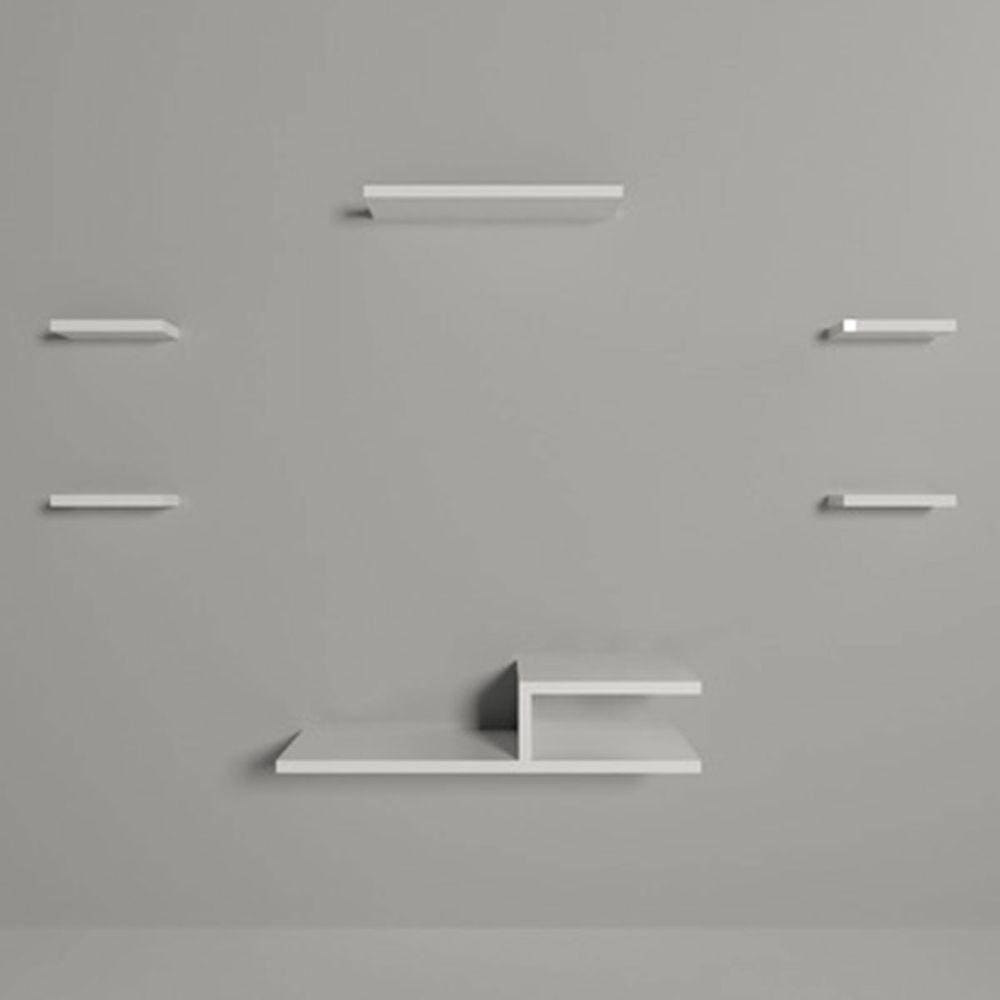 Rack Suspenso Saturno Kit 6 peças MDF Branco Sala Escritório