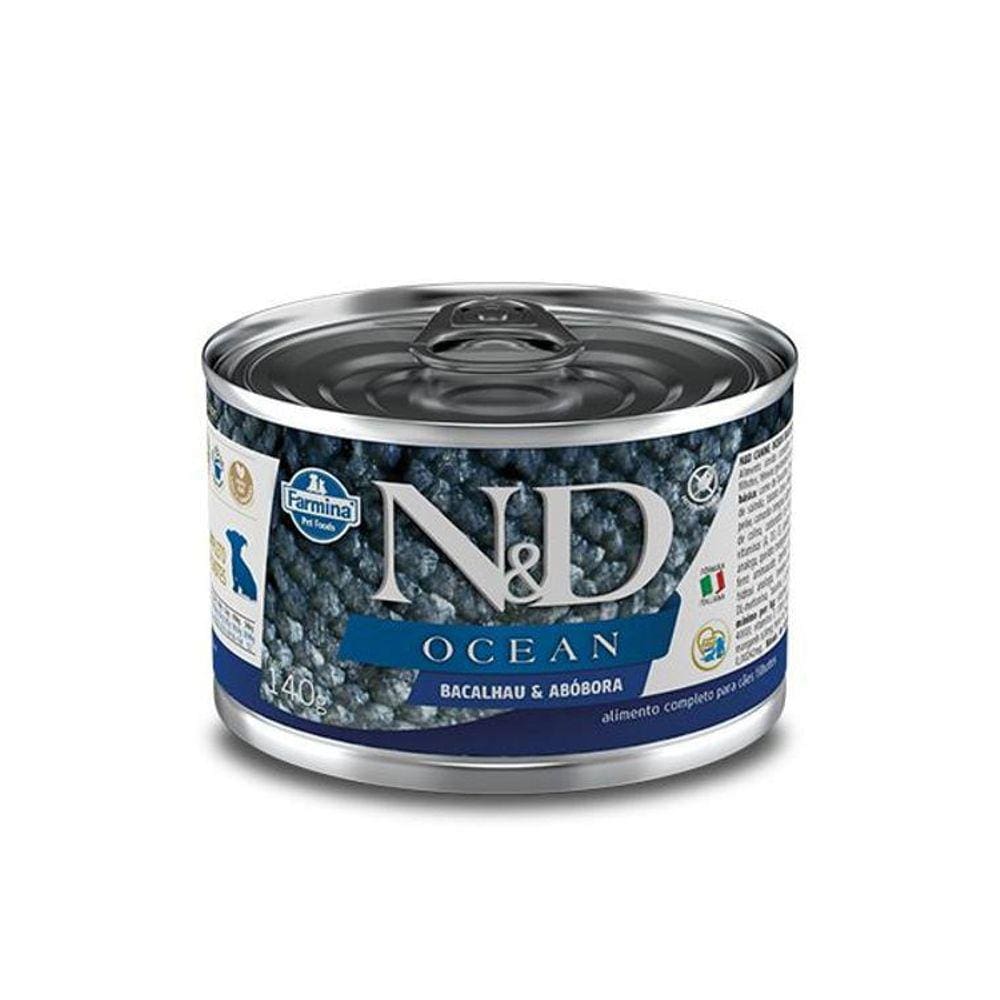 Ração Úmida Lata Farmina N&D Ocean Bacalhau & Abóbora 140G