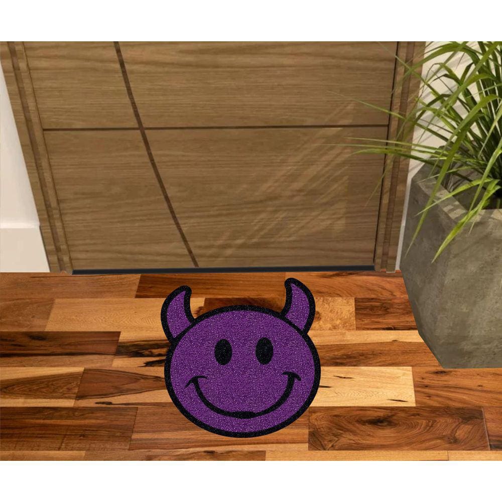 Tapete Capacho Emoji Chifrinho No Formato 60X60cm.