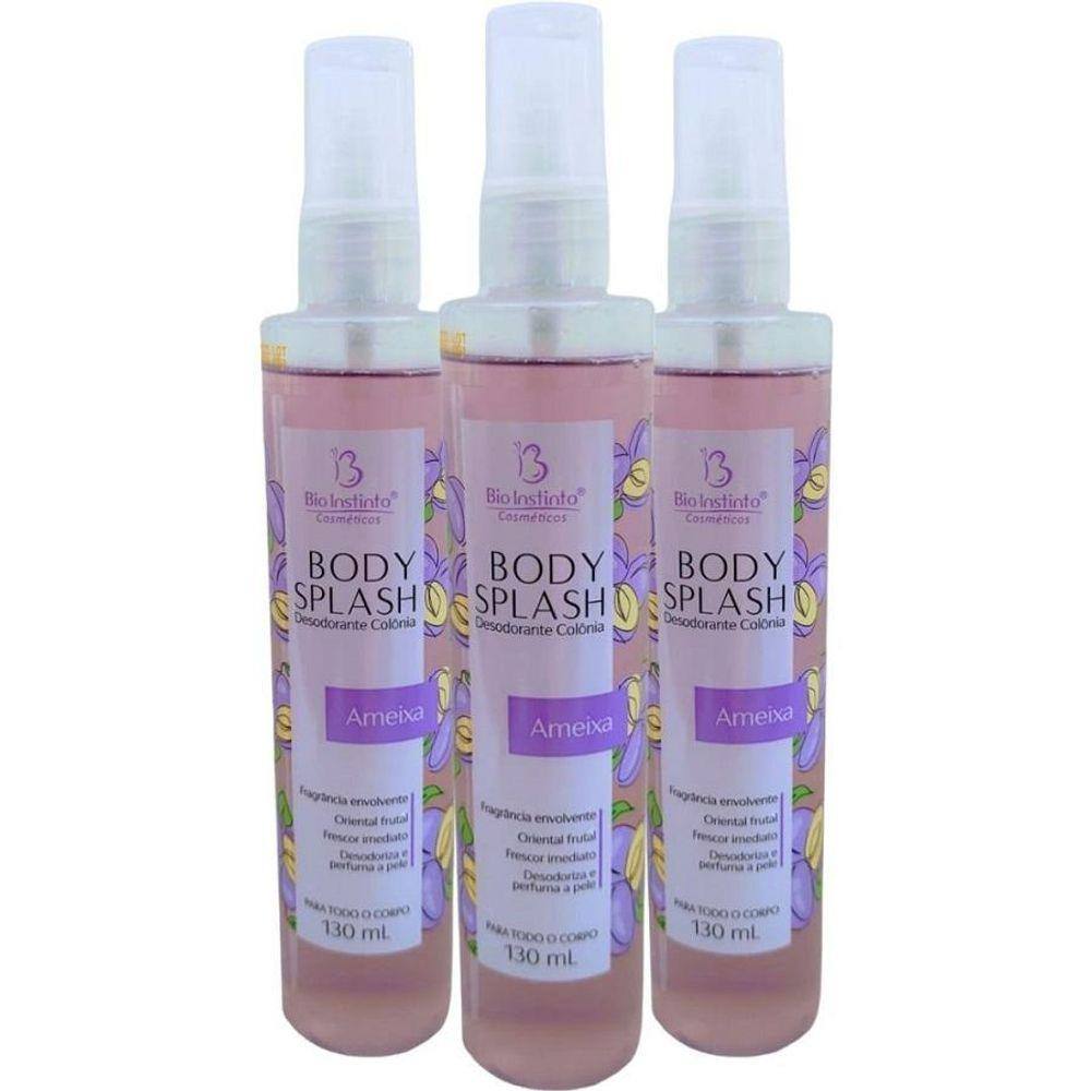 Kit 3 Body Splash Desodorante Colônia Ameixa 130Ml