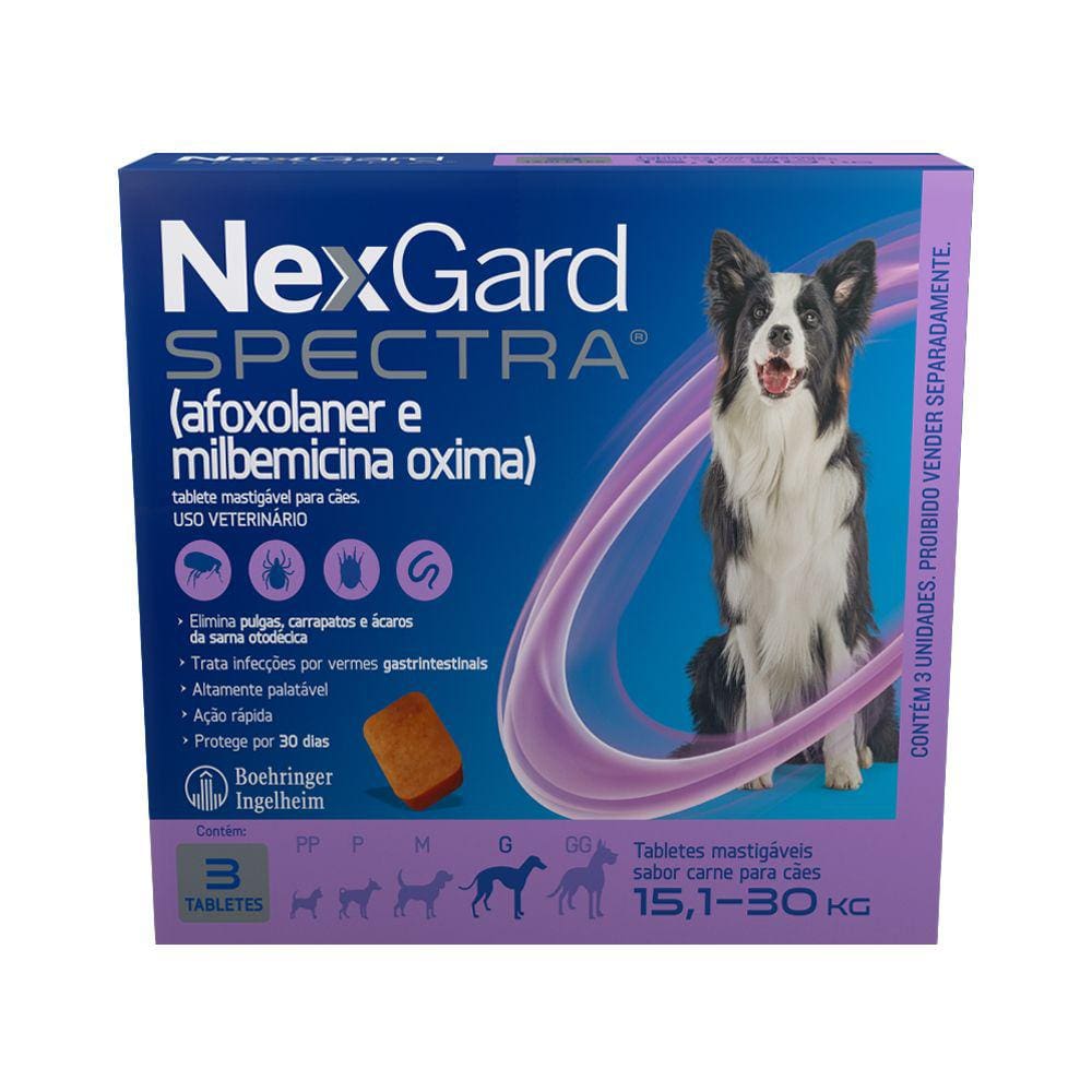 Antipulgas e Carrapatos Nexgard Spectra Para Cães de 2 a 3,5kg com 3 tabletes