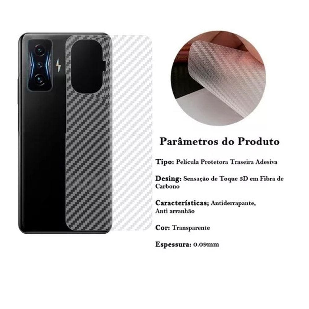PELÍCULA DE FIBRA DE CARBONO VERSO TRASEIRA COMPATÍVEL XxIAOMI POCO F4 GT