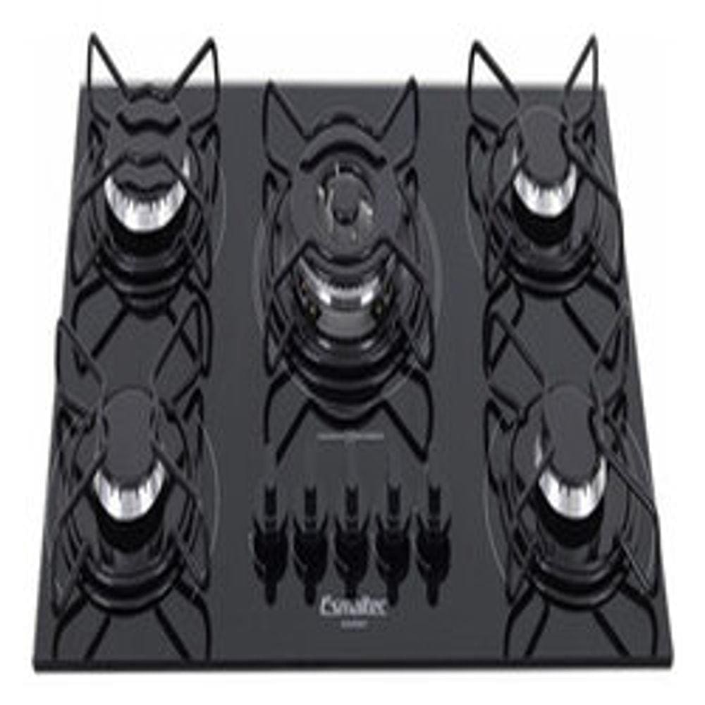 Cooktop Gás 5 Bocas Vidro Gourmet Bivolt 68x46cm - Esmaltec