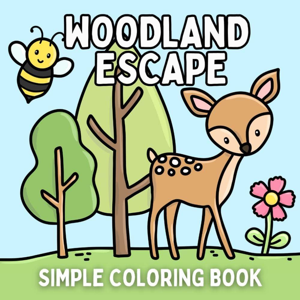 Livro de colorir ZONULAR Woodland Escape Bold & Easy Designs