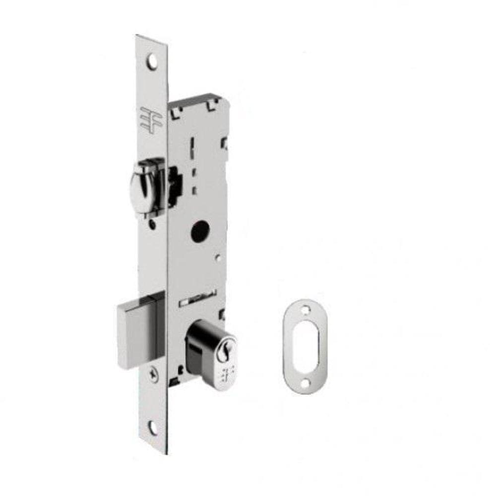 Fechadura Rolete Estreita Para Porta Pivotante Preta 21Mm 3F