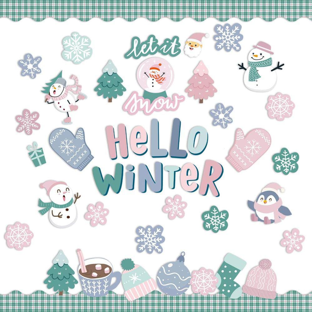 Decorações de quadro de avisos Pasimy Hello Winter com pontos de cola