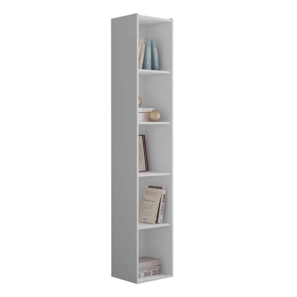 Estante Para Livros com 4 Prateleiras 33cm Julia Branco - Montanaris Decor