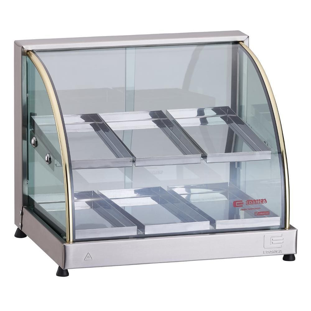 Estufa Vitrine Curva para Salgados Ouro Dupla com 6 Bandejas - Edanca