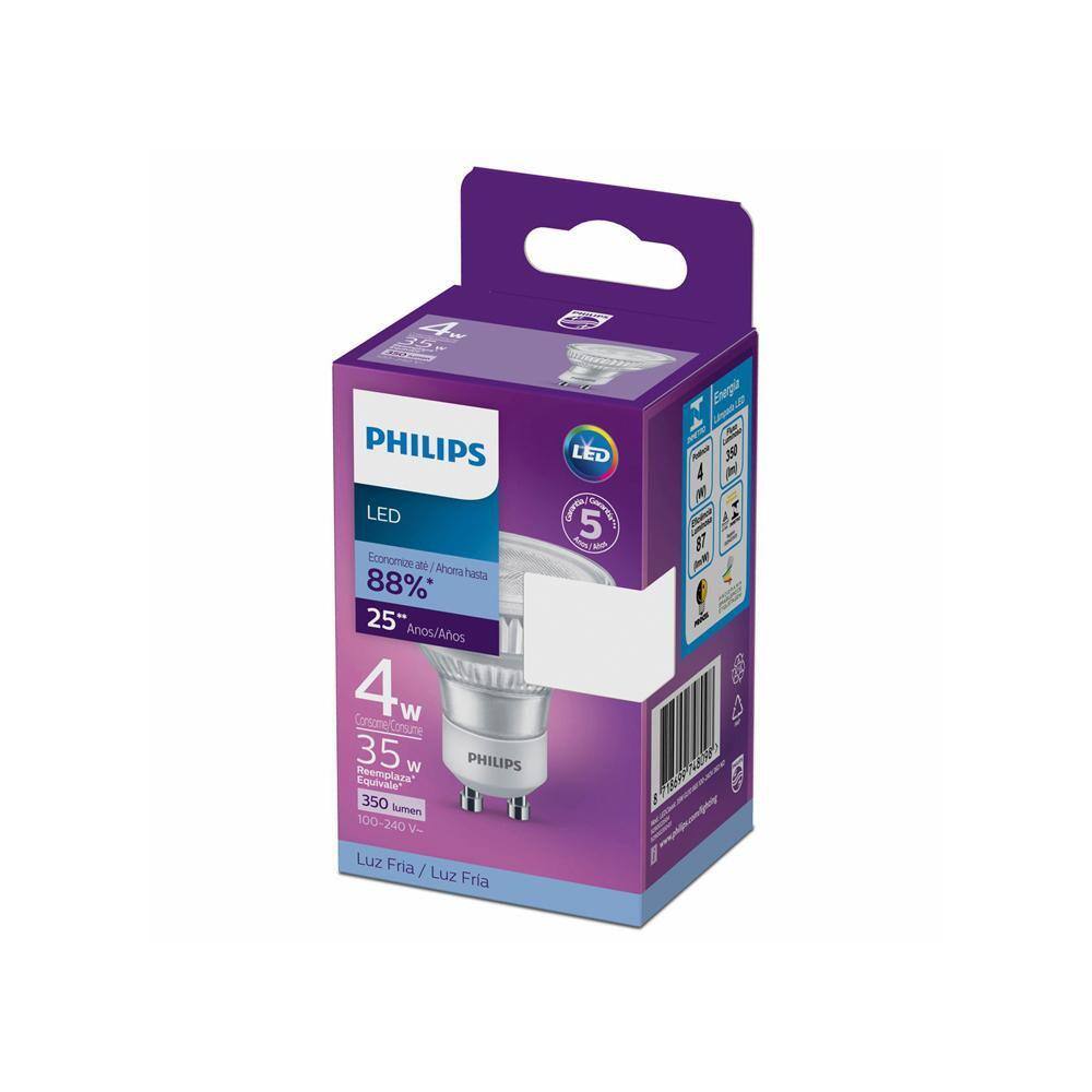Kit 5 Lâmpada Led Philips dicróica BV GU10 Branca Fria - 4W