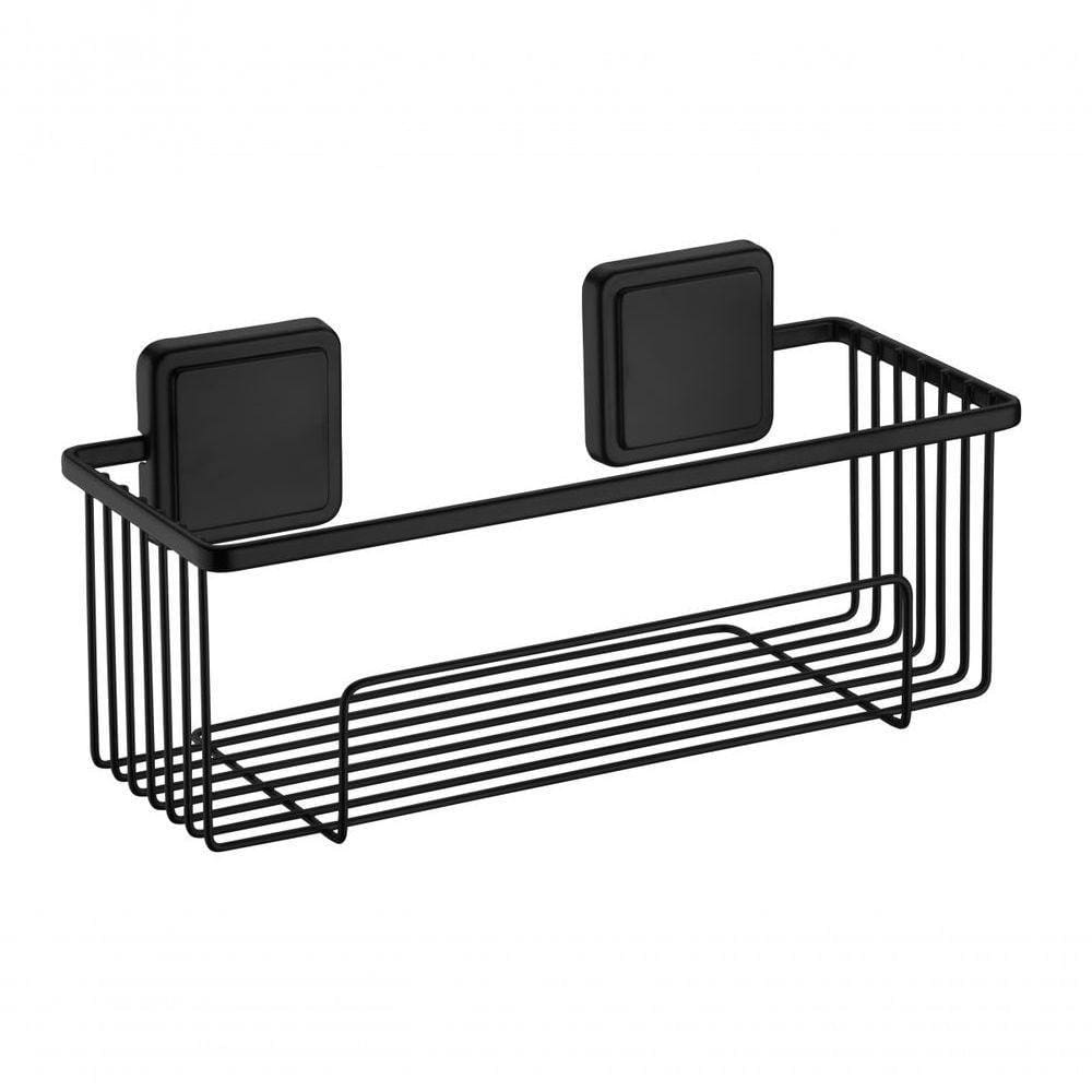 Suporte Para Shampoo Preto Fosco Fixação Por Adesivo Norbond Prateleira Banheiro Future 180pt