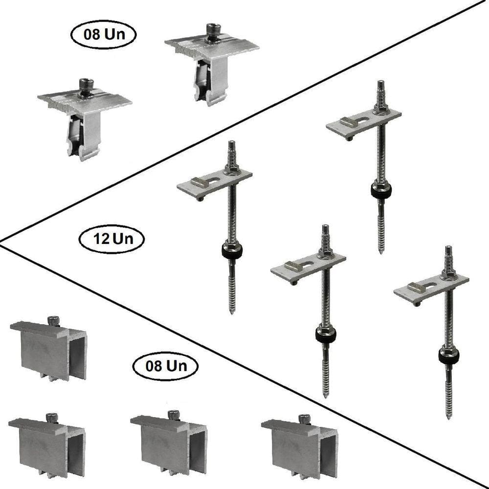 Kit Estrutura Suporte Fixador 06 Placas Solar Alumínio E