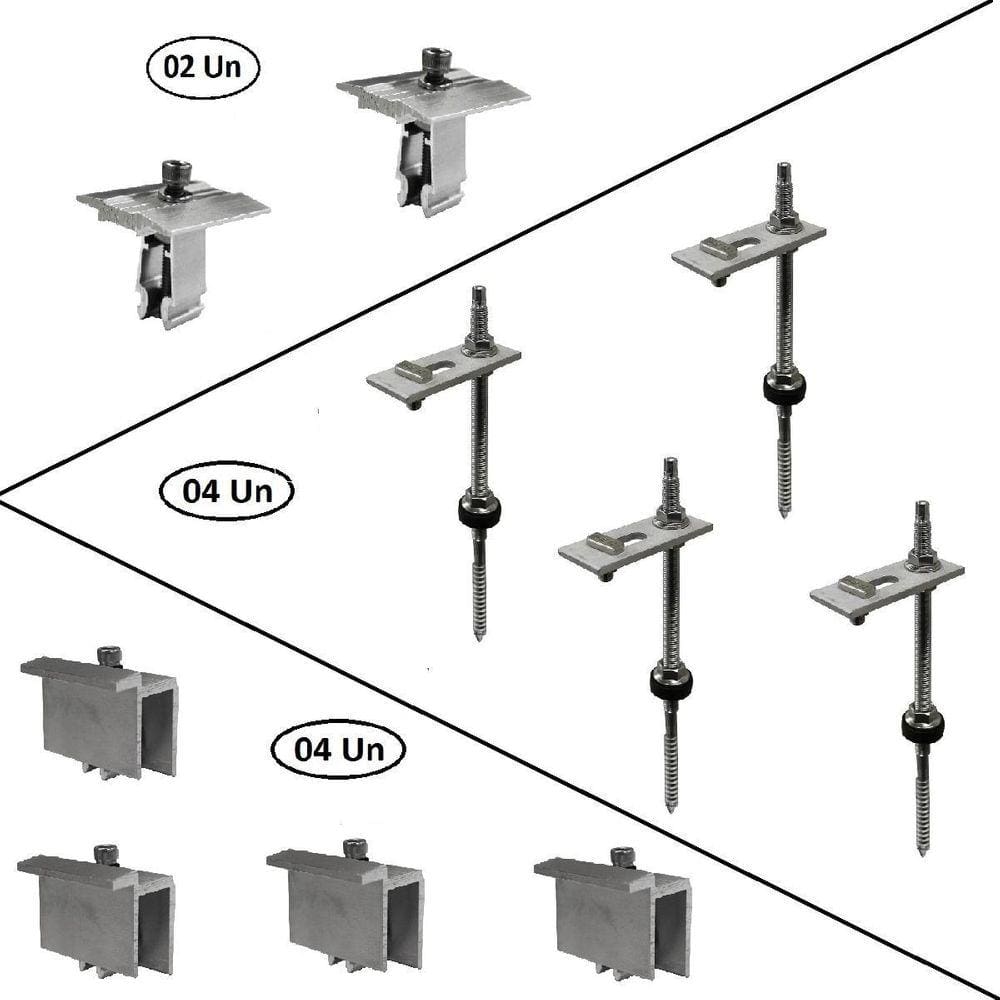 Kit Estrutura Suporte Fixador 02 Placas Solar Alumínio E