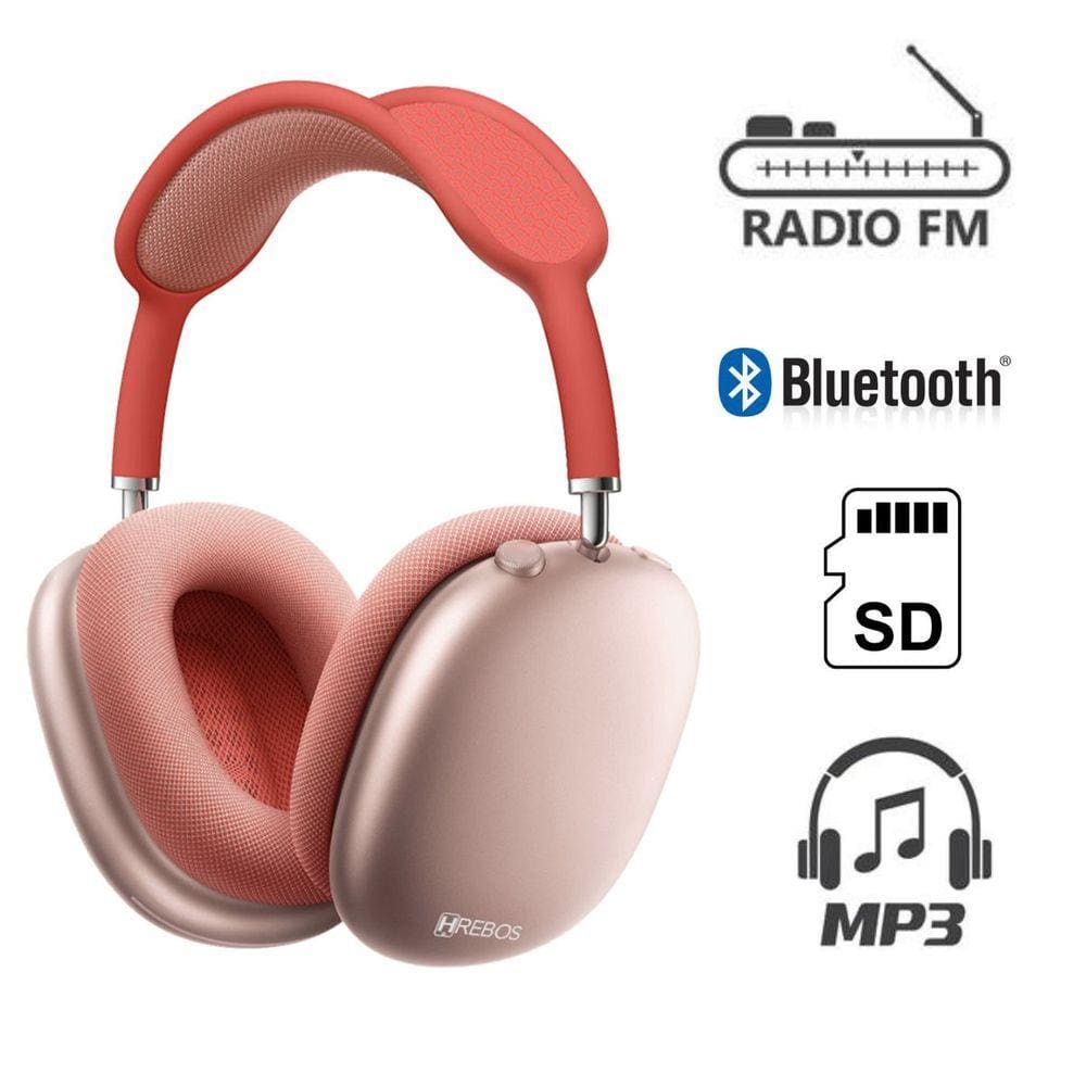Fone De Ouvido Headphone Bluetooth Rádio Fm Cartão Sd Mp3 Rosa