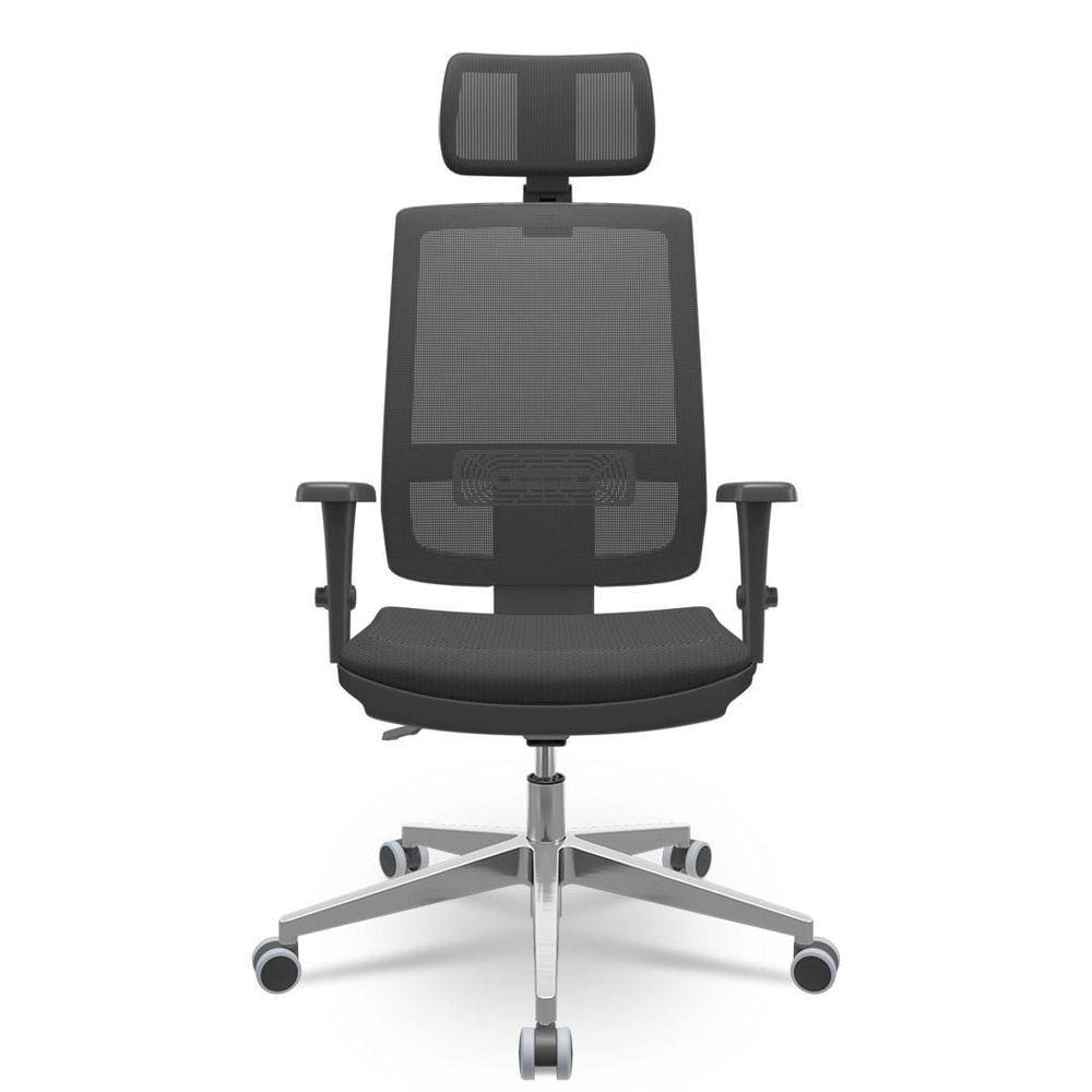 Cadeira Brizza Tela 3D Backplax Apoio Aluminio - Aero Preto