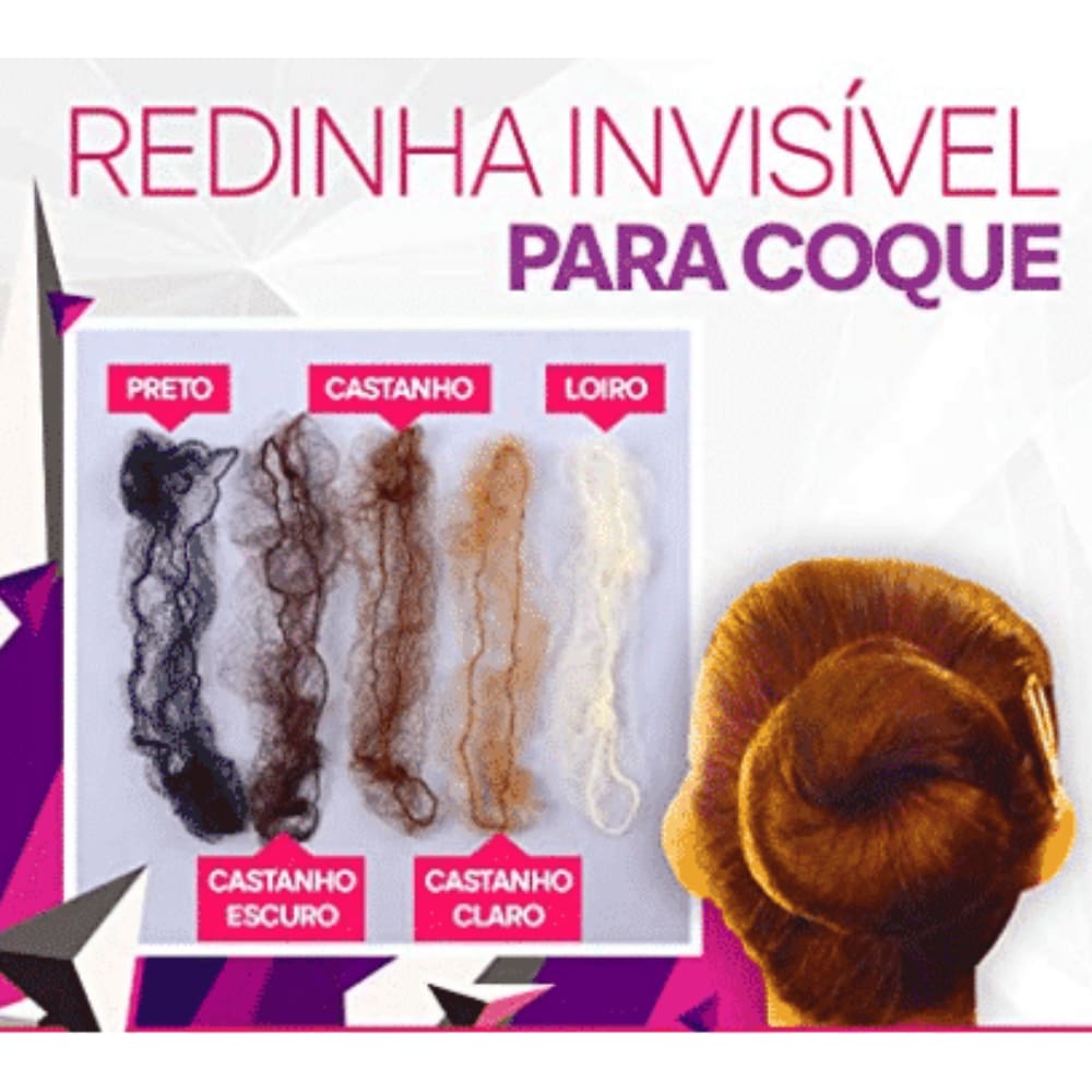 Redinha De Nylon Invisível Para Coque De Cabelo Com 4 Un