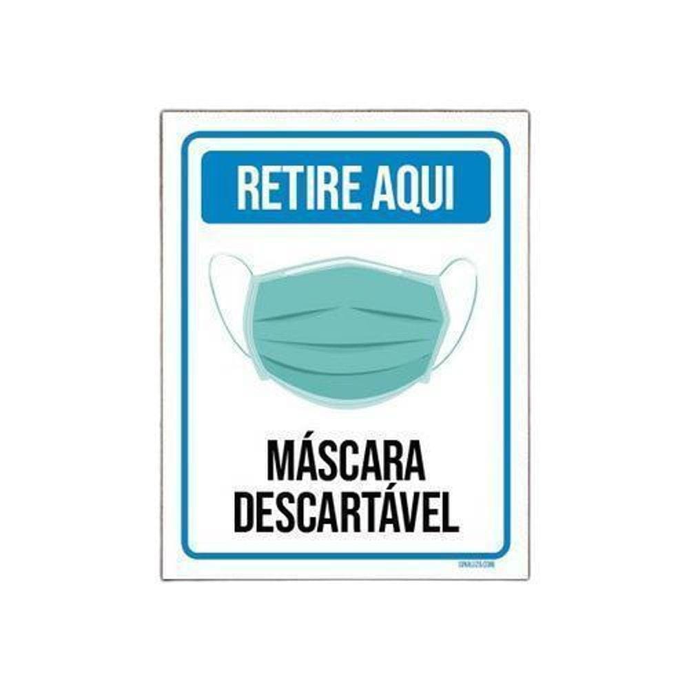 Kit 3 Placas Cuide-Se Retire Aqui Máscara Descartável