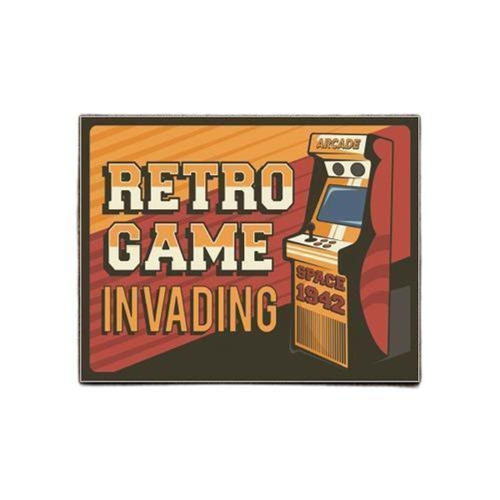 Kit 3 Placas Decorativa Gamer - Retro Gaming Invading