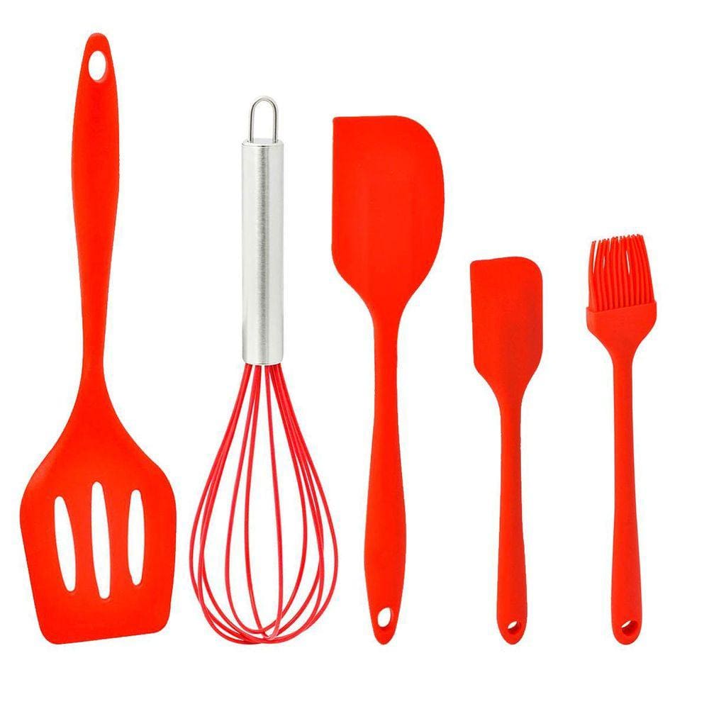 Kit De Utensílios Espátulas Para Cozinha Vermelho 5 Peças