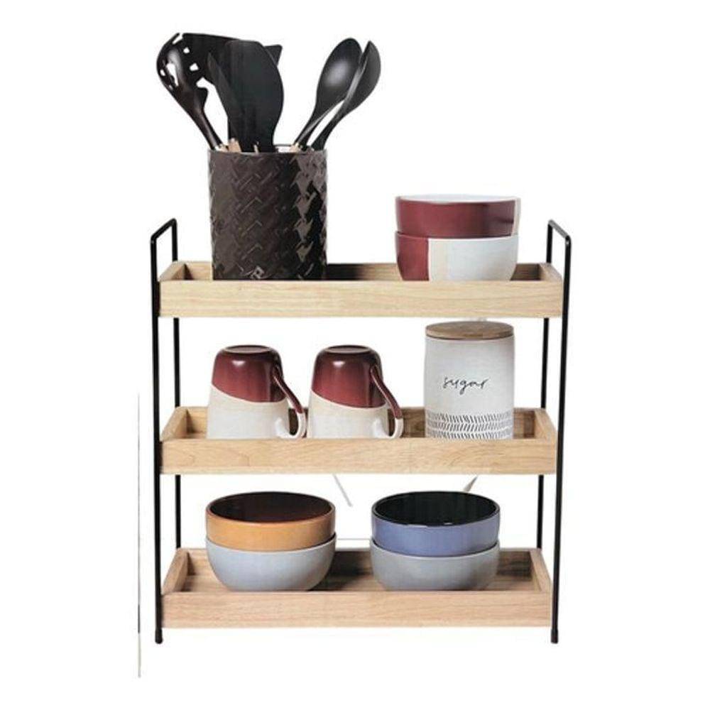 Mini Estante Organizadora Madeira 3 Prateleiras 60X40X20Cm
