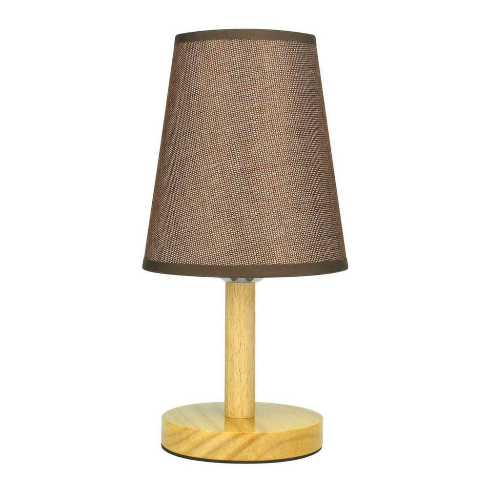 Abajur de Mesa Base de Madeira Quadrado - Marrom