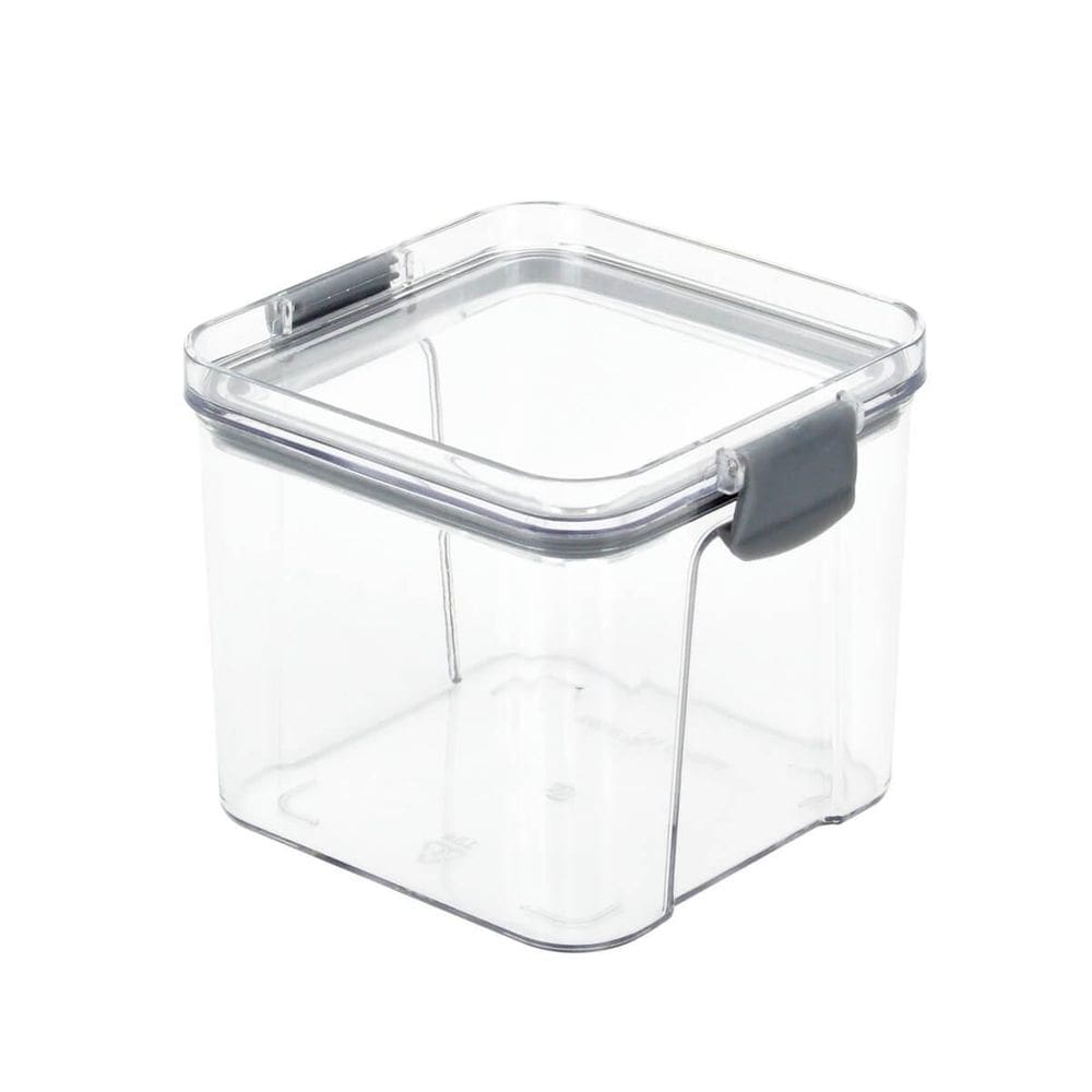 Pote Hermético Quadrado Transparente Com Trava 700Ml Cinza