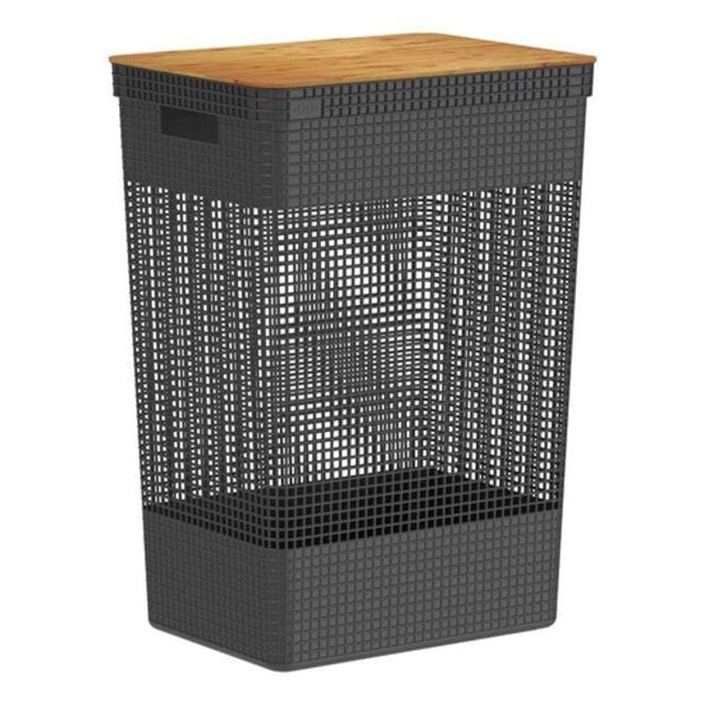 Cesto de Roupas Flex com Tampa de Bambu OU Grid