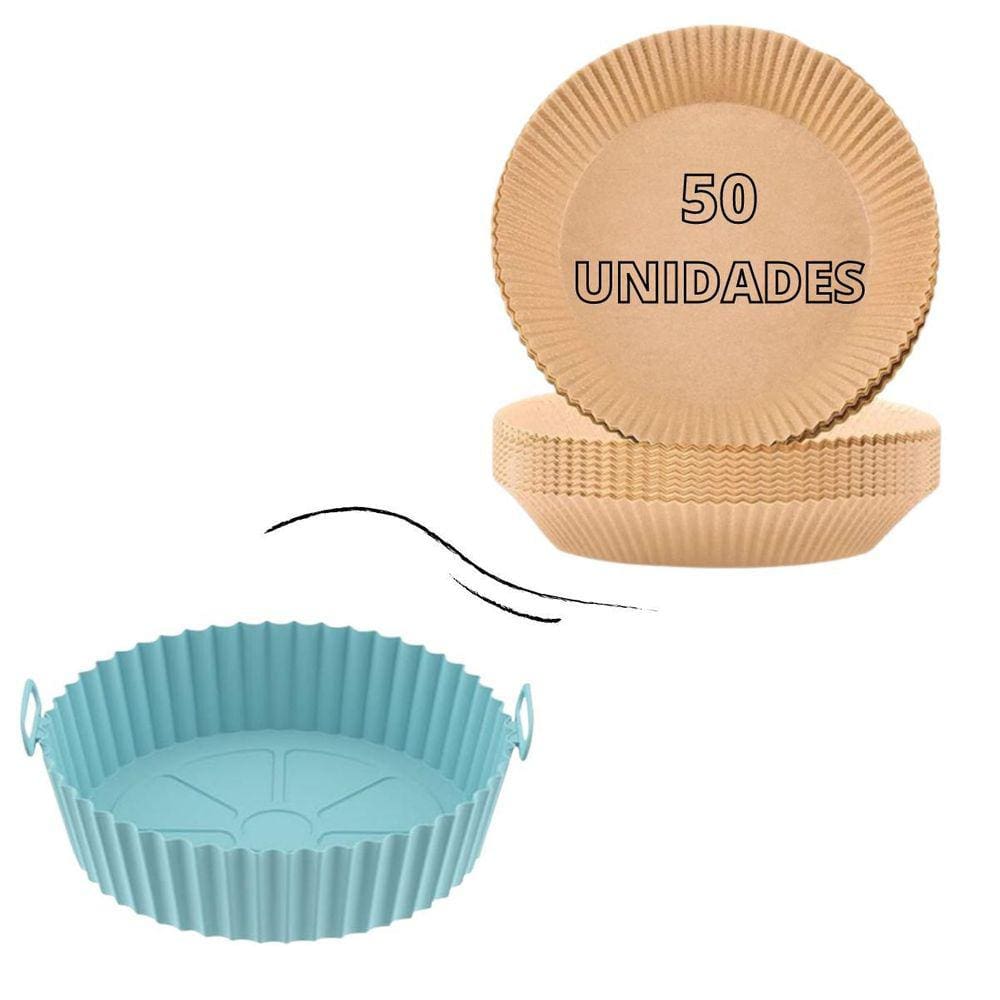 Kit Forma Silicone E Forro De Papel Descartável Airfryer