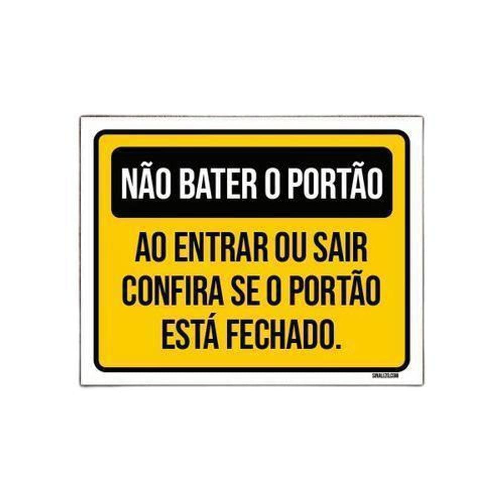 Kit 5 Placas Não Bater Portão Entrar Sair Portão Fechado