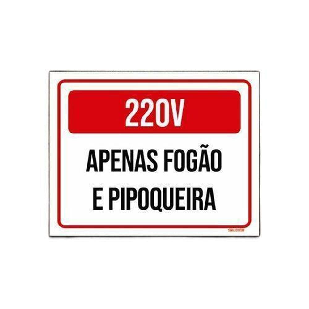 Kit 3 Placas Sinalização 220X Apenas Fogão Pipoqueira