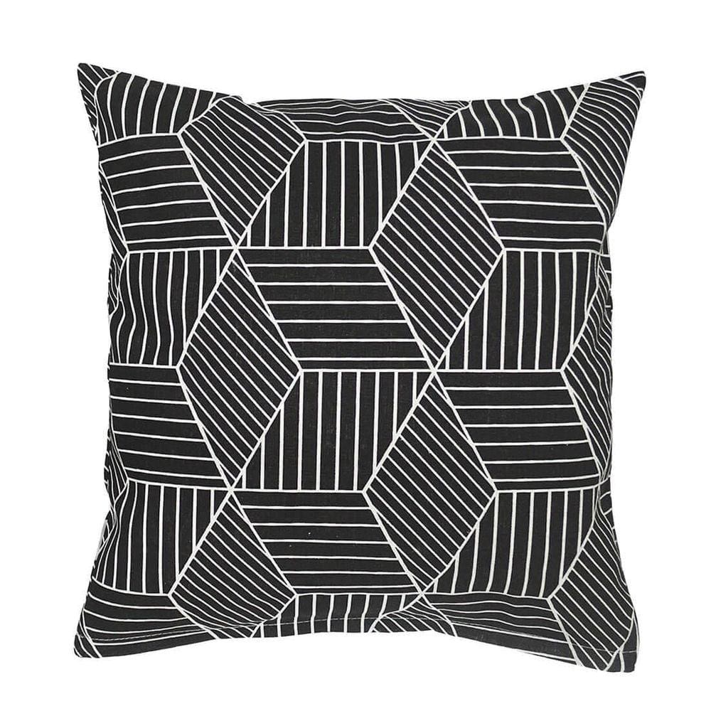 Capa De Almofada Minimalista Linhas Preto 42X42Cm