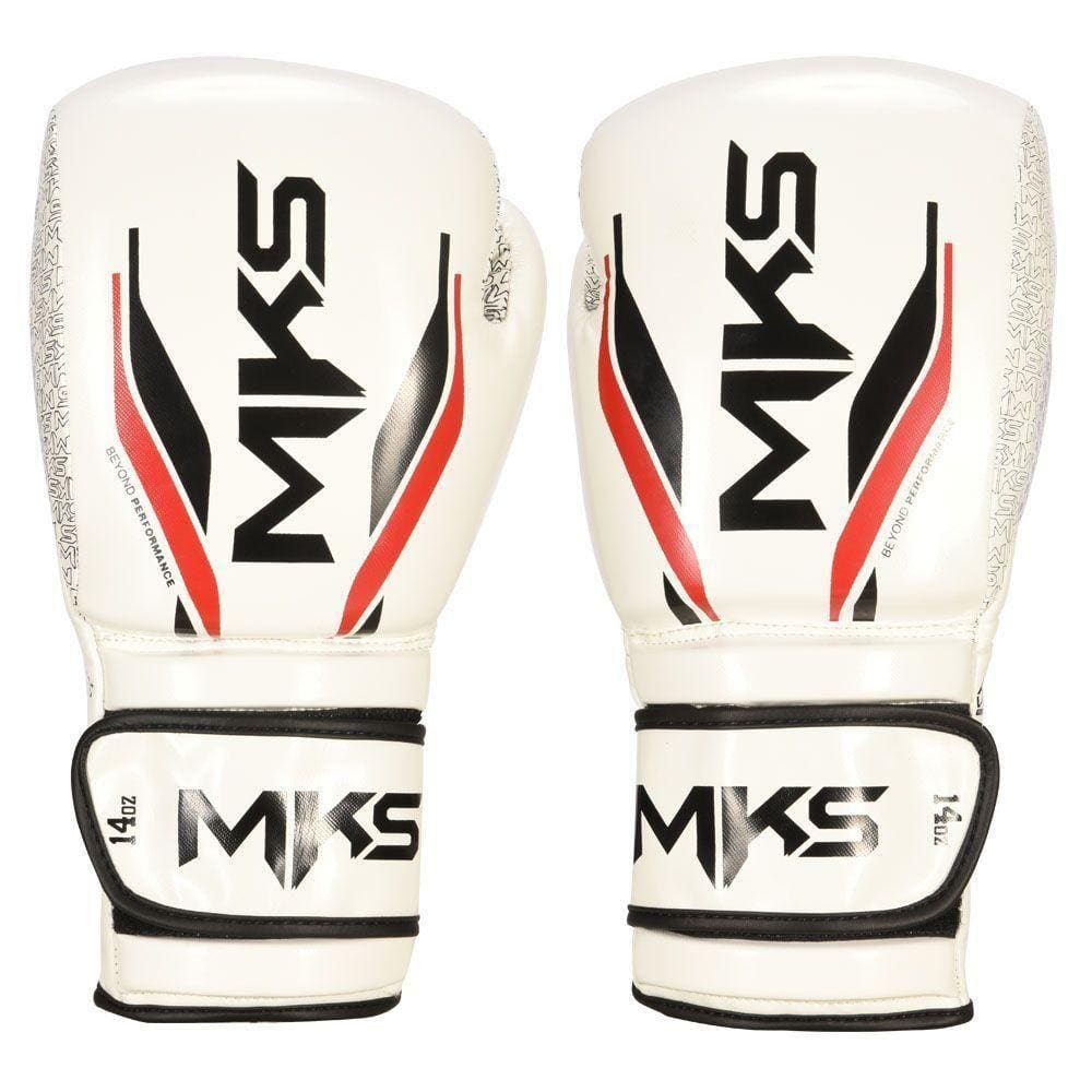 Luva De Boxe Mks Prime Tech Cor Branco Tamanho 12 Oz
