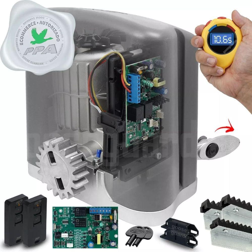 Kit 1 Motor Ppa Dz Rio 3.5m Crem 2 Control Portão 400kg