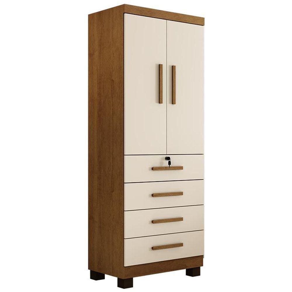 Guarda Roupa New Maia Quarto Com 4 Gavetas E 2 Portas Cinamomo/off White Cinamomo/off White