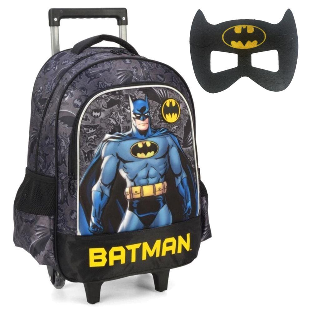 Mochila Rodinha Infantil Batman Dc Luxcel Escolar + Máscara