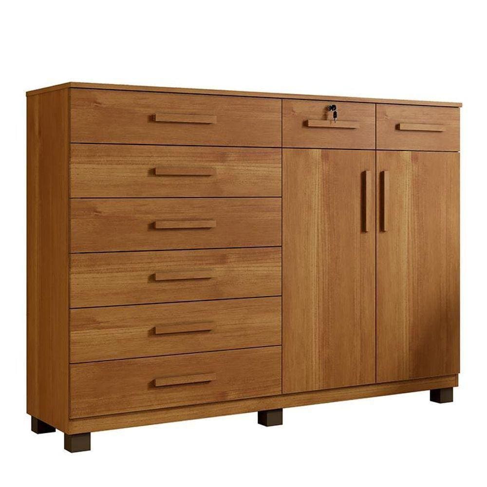 Comoda New Triunfo Quarto Com 8 Gavetas E 2 Portas Cinamomo Cinamomo