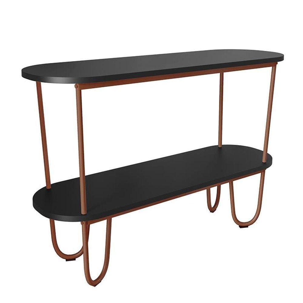 Aparador Requinte Pés De Aço Tubolar 120 Cm Preto/cobre Preto/cobre