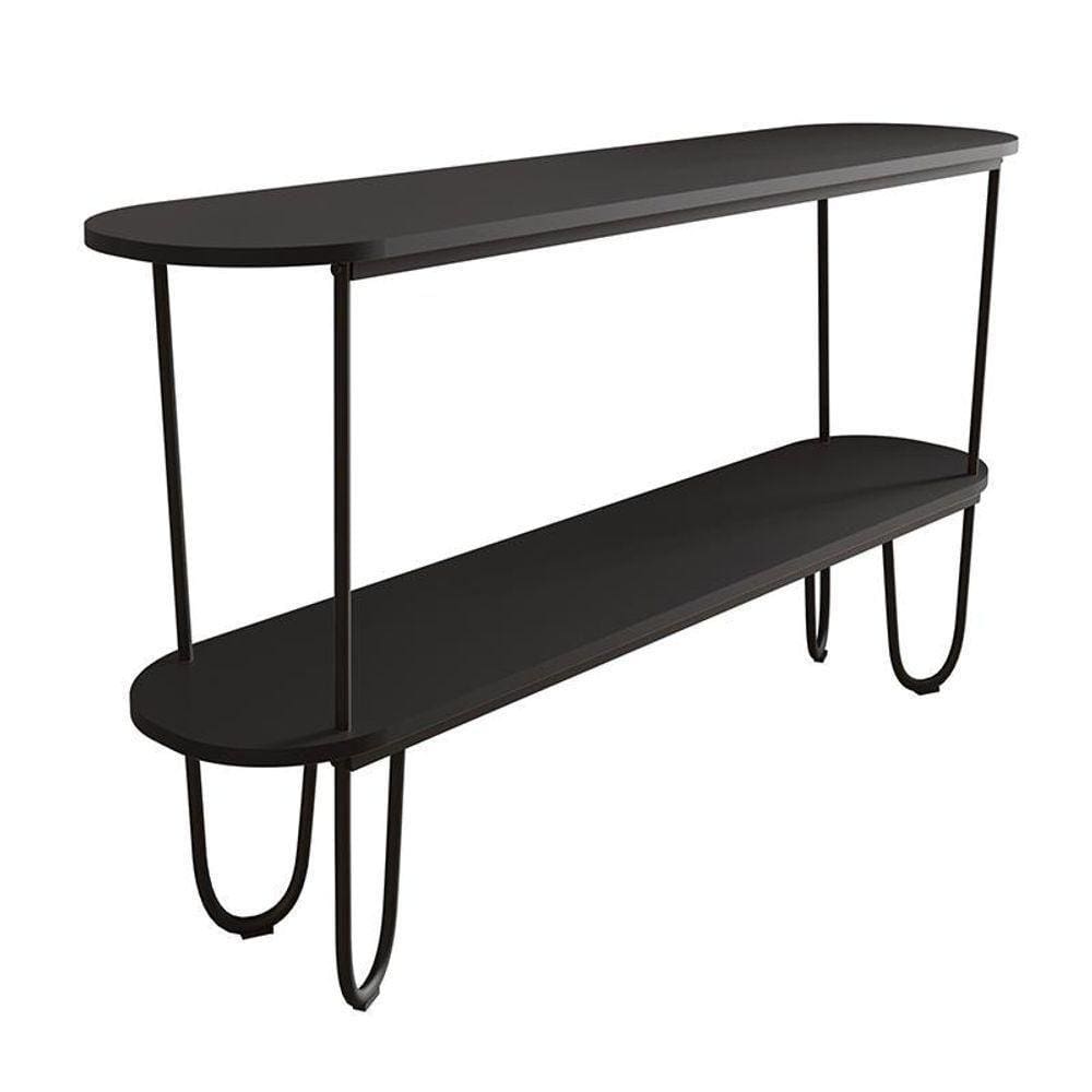 Aparador Requinte Pés De Aço Tubolar 160 Cm Preto/preto Preto/preto