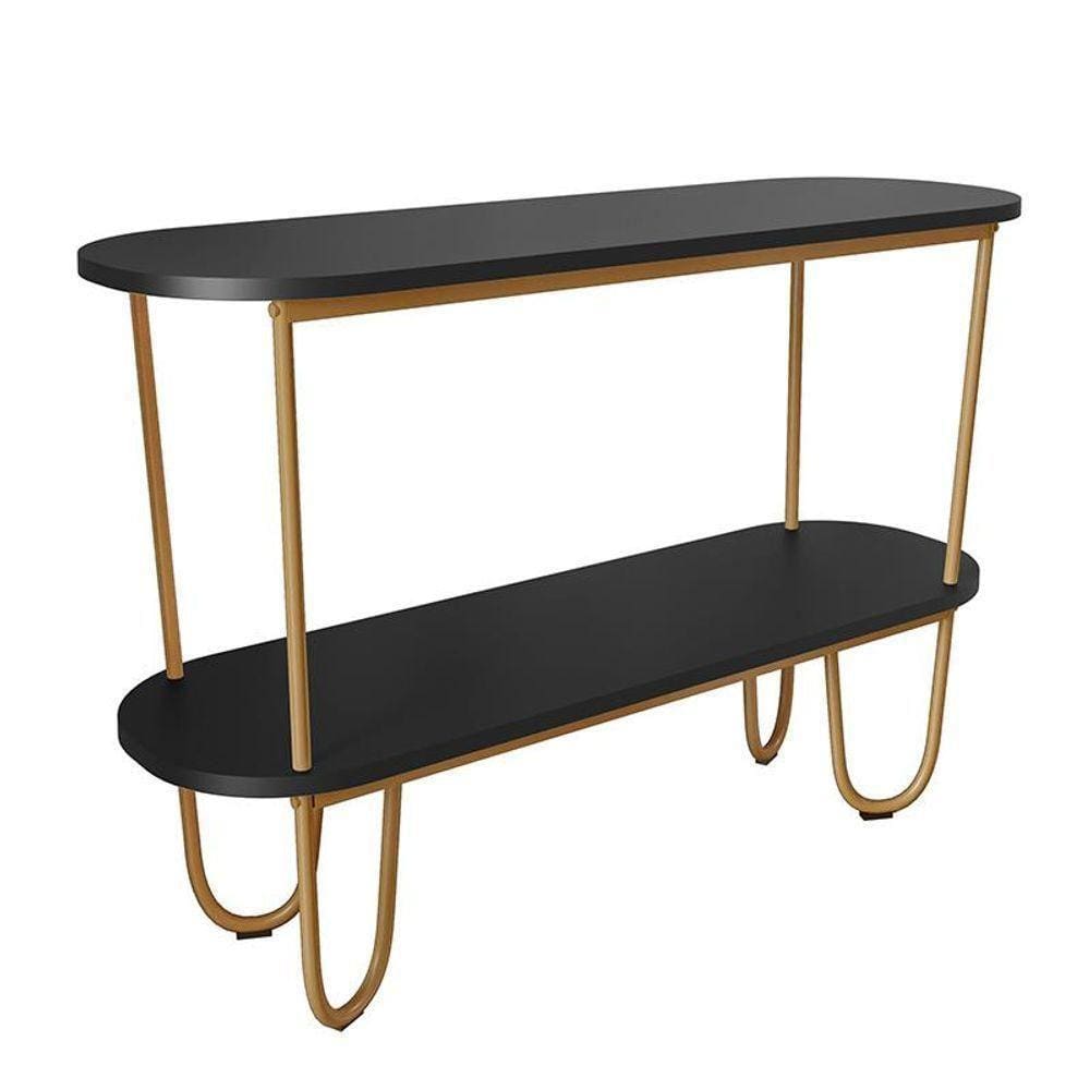 Aparador Requinte Pés De Aço Tubolar 120 Cm Preto/dourado Preto/dourado