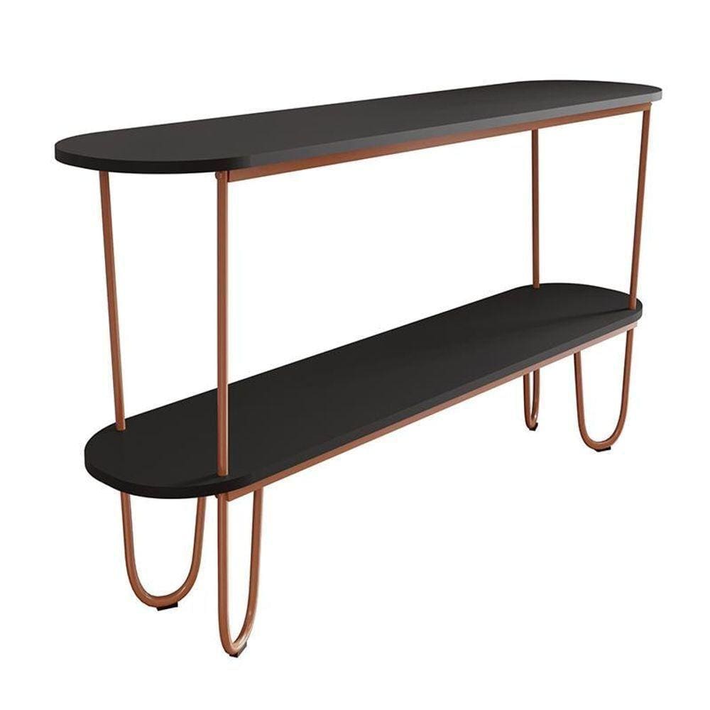 Aparador Requinte Pés De Aço Tubolar 160 Cm Preto/cobre Preto/cobre