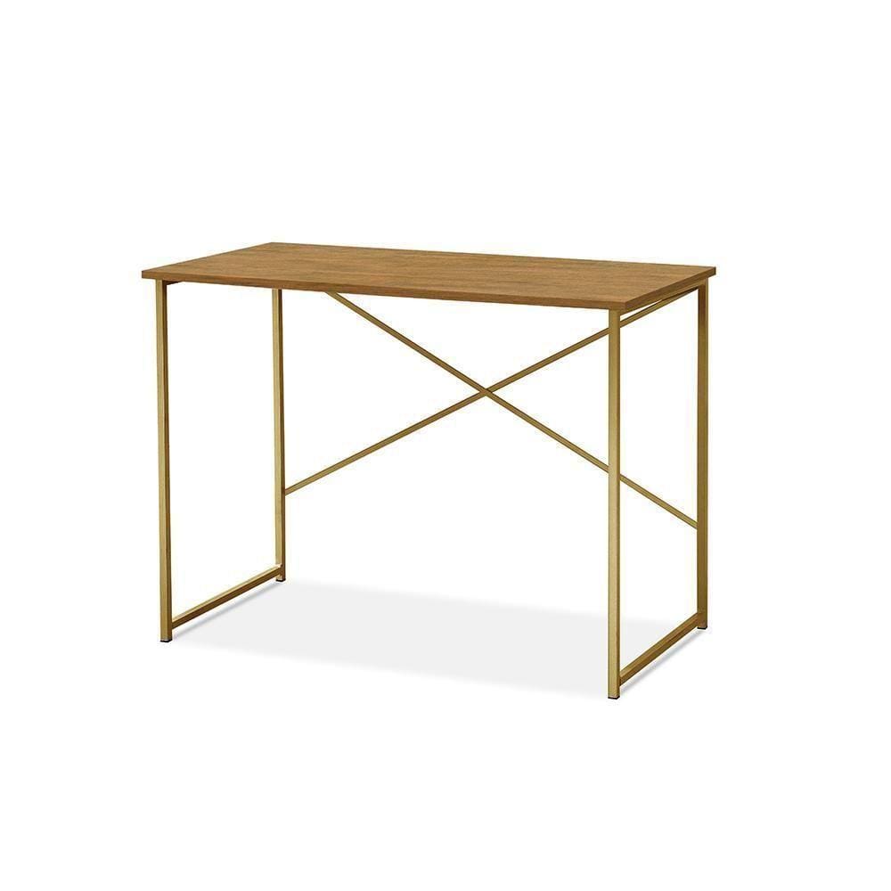 Aparador Steel 76 Cm Estilo Industrial Com Pés Em Aço Dourado/naturale Dourado/naturale