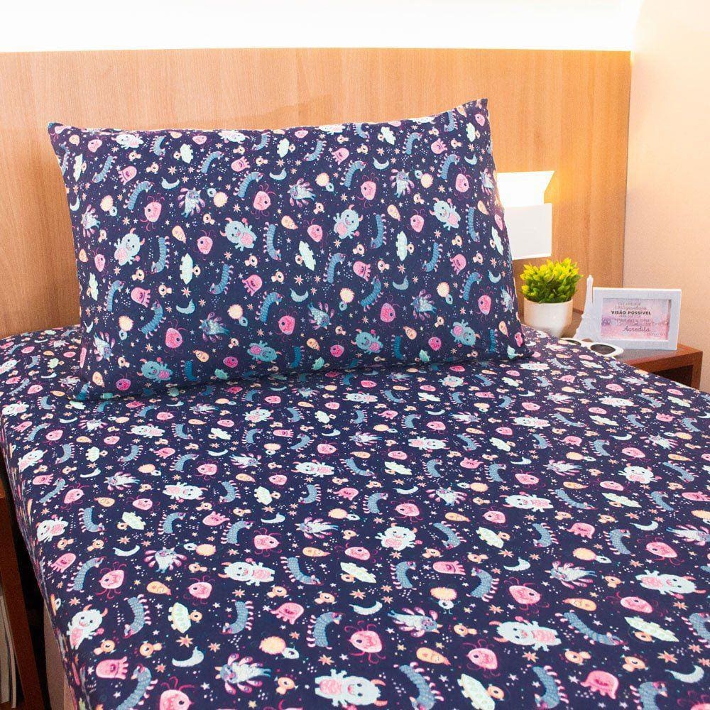 Jogo de Cama Portallar Solteiro 2 peças Doce Vida Kids Monstrinhos