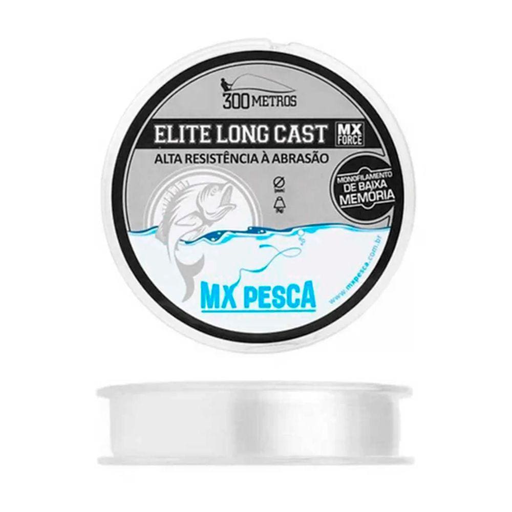 Linha MX Pesca MX Elite Long Cast 300m Monofilamento Transparente 0,50 34,56kg