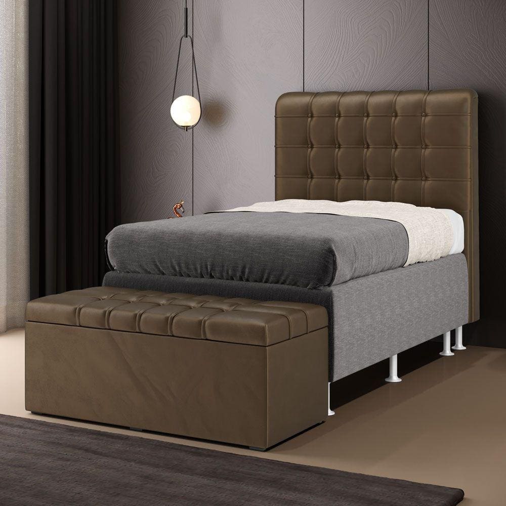 Cabeceira Rana e Calçadeira Alpha 90 Veludo Aradecor