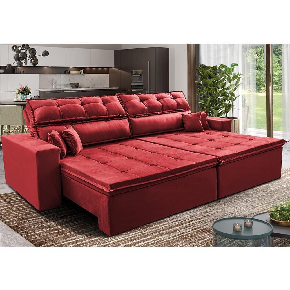 Sofá Retrátil e Reclinável 2,72m Luxos. Cama inBox Velusoft